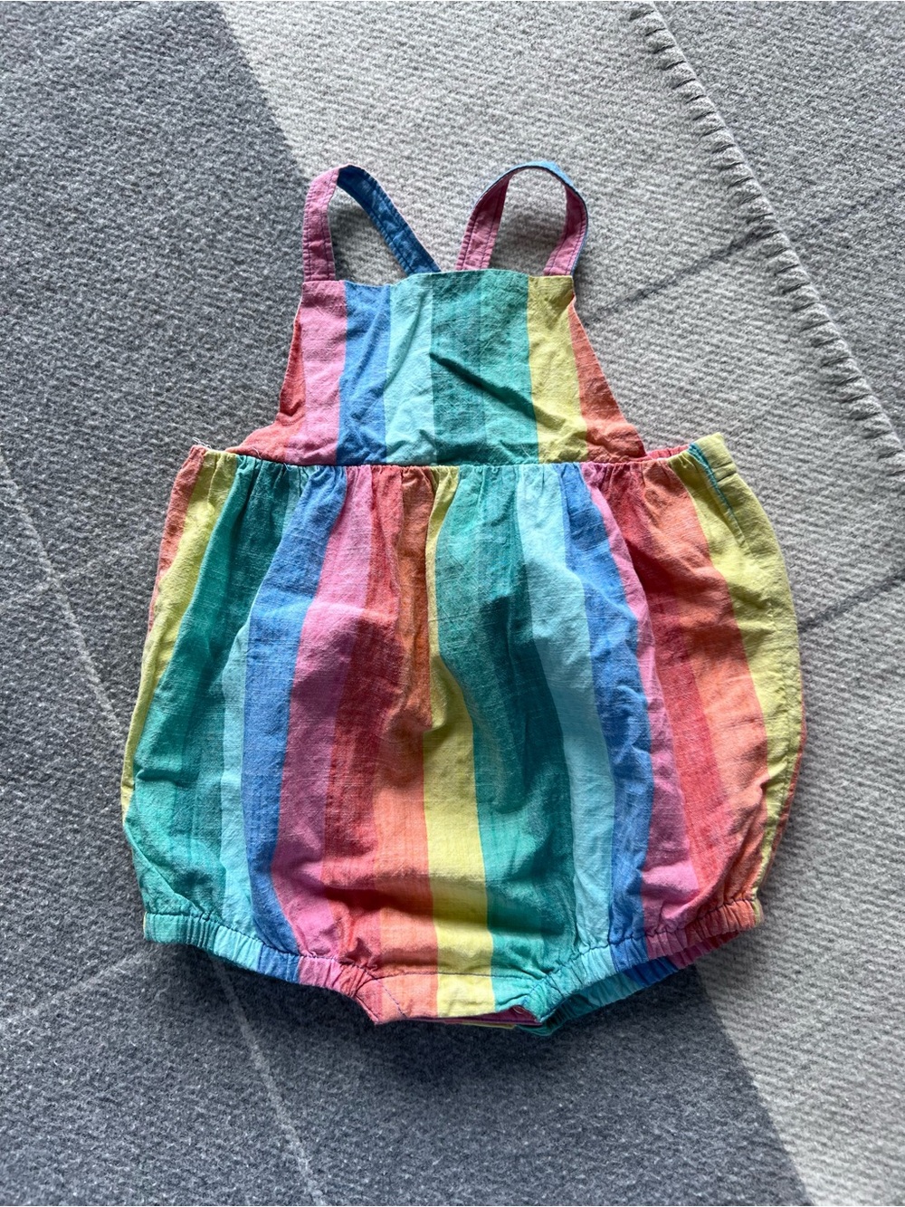 Hanna Andersson Baby Rainbow Print Slub Cotton Bubble Romper 18/24m